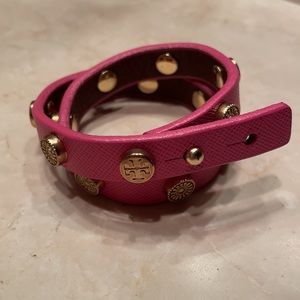 Tory Burch Double Wrap Logo Stud Bracelet